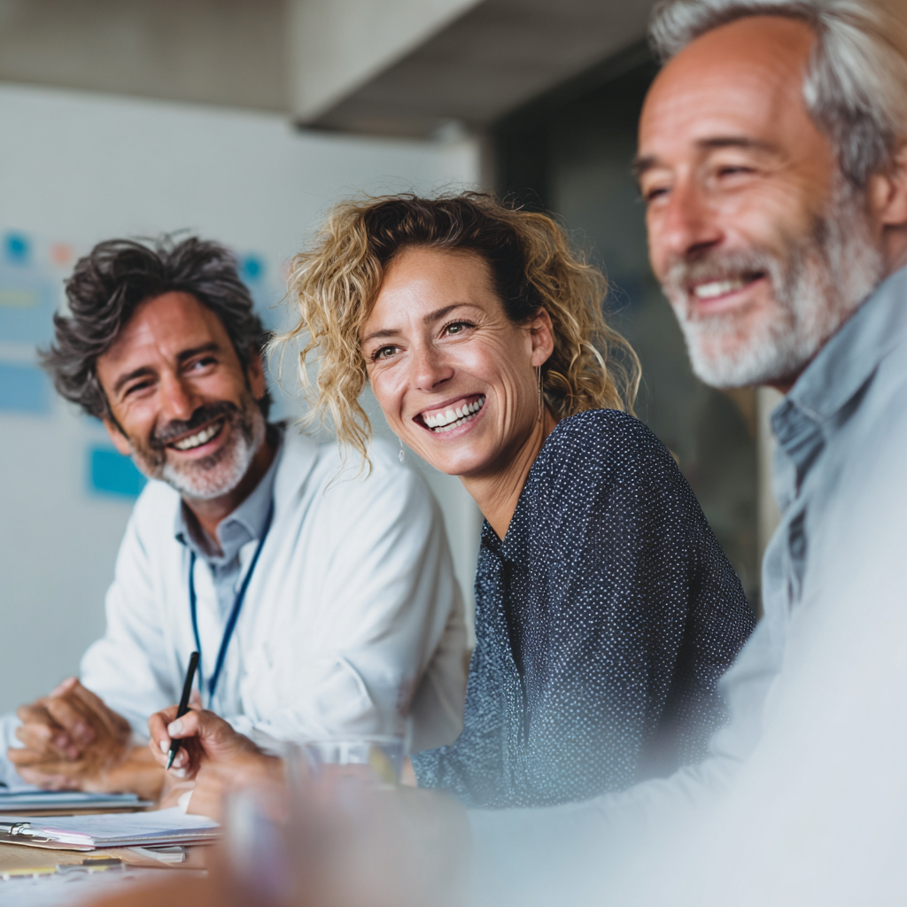 Європейська жінка нутриціолог усміхається за робочим столом з продуктами, реалістичний стиль